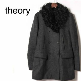 セオリー Theory レディース コート チェック ファー 現行タグ 匿名配送-