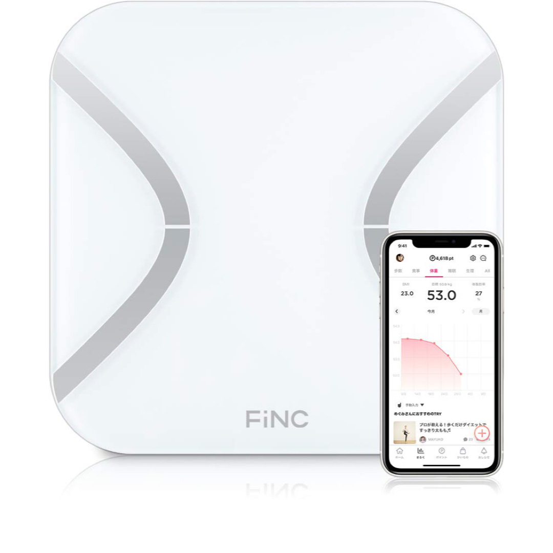 ⭐︎送料無料⭐︎FiNC SmartScale スマホ連動 体組成計 自動記録 スマホ/家電/カメラの生活家電(体重計)の商品写真