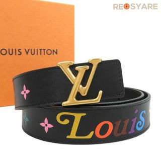 ルイヴィトン(LOUIS VUITTON)の極美品 ルイヴィトン M0078 サンチュール LV ニューウェーブ 35MM LVバックル モノグラムフラワー レザー ベルト 箱付き 45891(ベルト)