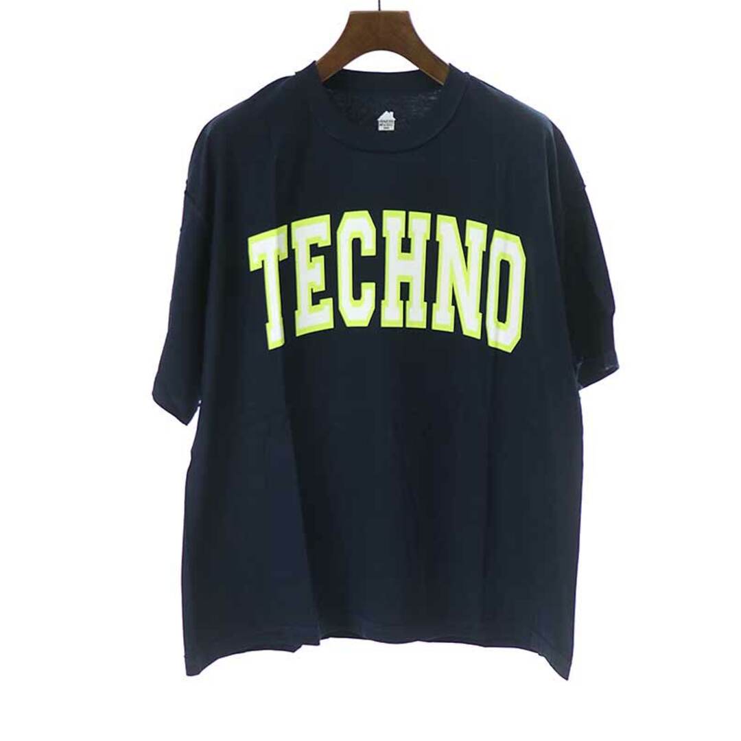 ISNESS MUSIC イズネス ミュージック TECHNO T-SHIRT テクノプリントTシャツ ネイビー F