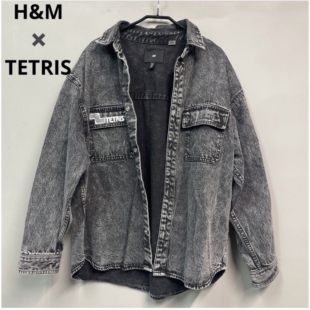 【完売品】H&M テトリス コラボ デニム ジャケット Ｇジャン ブラック黒　S