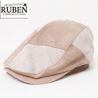 ルーベン(Ruben)の新品 RUBEN ルーベン エコスエード パッチワークハンチング ベージュ(ハンチング/ベレー帽)