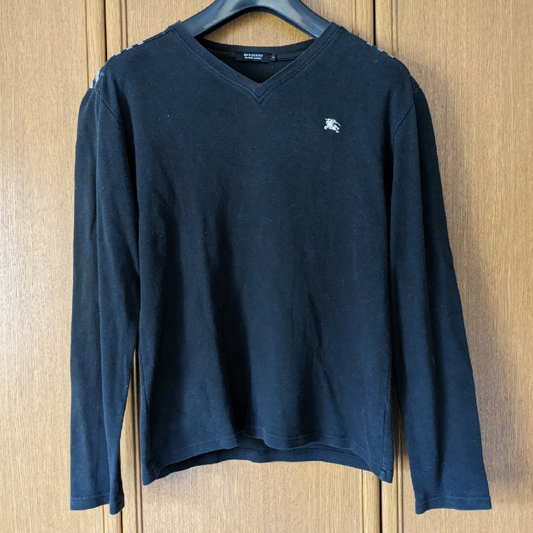 BURBERRY BLACK LABEL(バーバリーブラックレーベル)のバーバリーブラックレーベル　肩チェック　長袖Tシャツ 2　黒色　BURBERRY メンズのトップス(Tシャツ/カットソー(七分/長袖))の商品写真