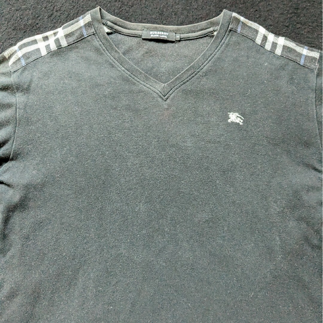 B♡K_S匿名配送バーバリーブラックレーベル肩チェック長袖Tシャツメンズサイズ2グレー定番
