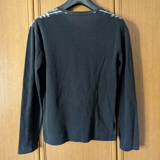 バーバリーブラックレーベル(BURBERRY BLACK LABEL)のバーバリーブラックレーベル　肩チェック　長袖Tシャツ 2　黒色　BURBERRY(Tシャツ/カットソー(七分/長袖))