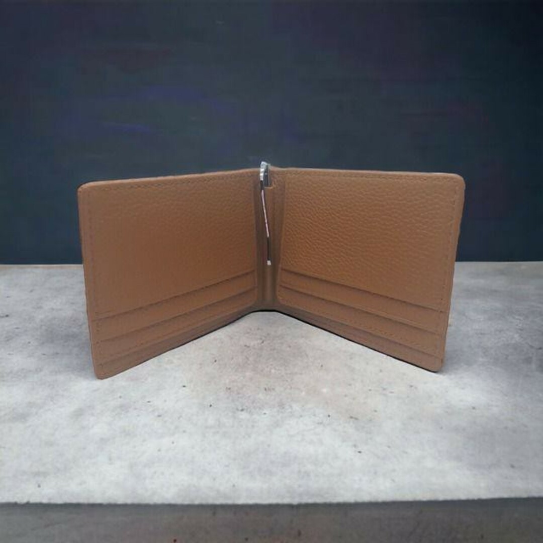 AT13 本革 クロコダイル 二つ折りマネークリップウォレット ブラウンb1 メンズのファッション小物(長財布)の商品写真