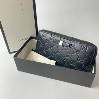 美品 グッチ GUCCI シマ リボン 長財布 ラウンドファスナー 箱付き-