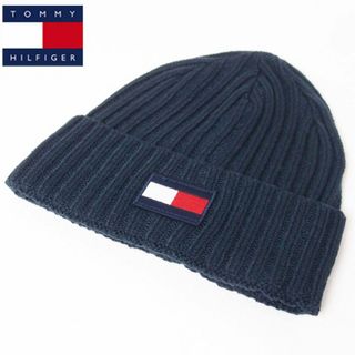 トミーヒルフィガー(TOMMY HILFIGER)の新品 TOMMY HILFIGER アクリル ロゴニット帽 ネイビー(ニット帽/ビーニー)