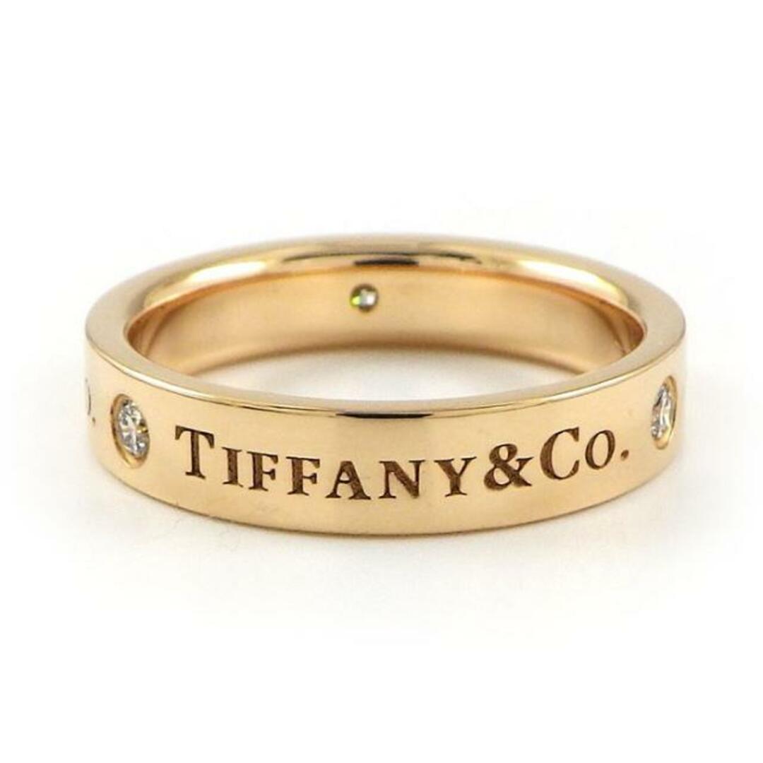 Tiffany & Co.(ティファニー)のティファニー Tiffany & Co. リング バンド フラットバンド 幅4mm モデル 60000963 ロゴ 3ポイント ダイヤモンド K18PG 9.5号 【中古】 レディースのアクセサリー(リング(指輪))の商品写真