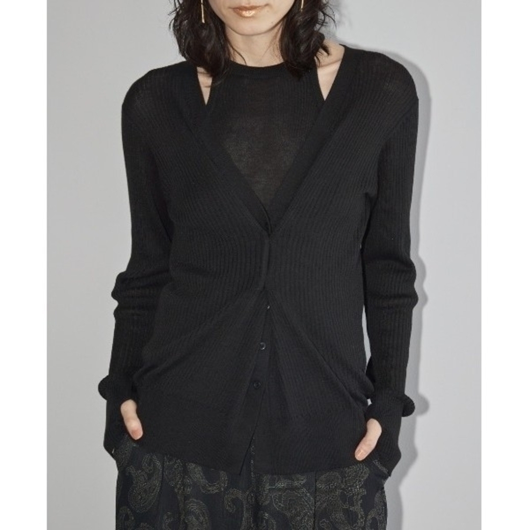 TODAYFUL - 【新品】TODAYFUL レイヤードニットカーディガン 黒 リブ