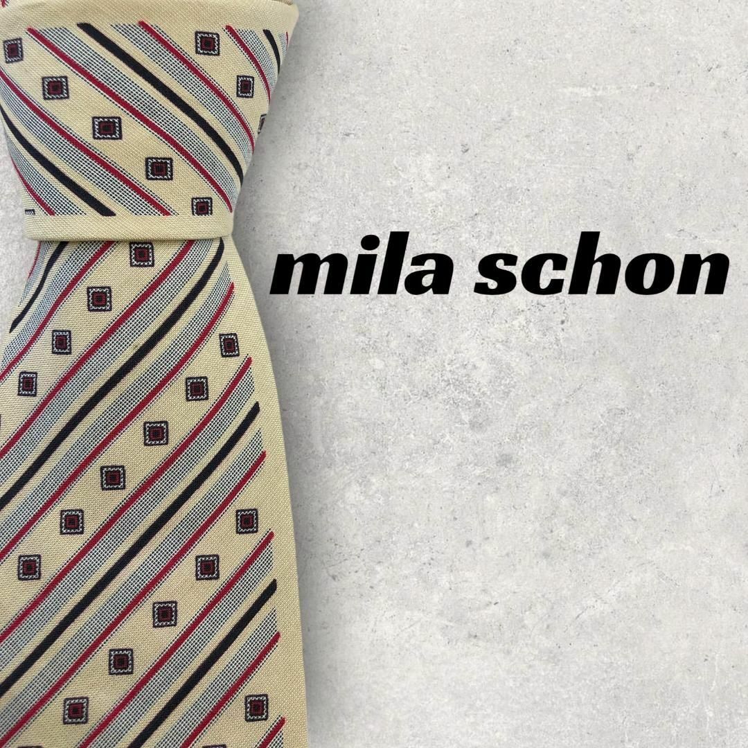 mila schon(ミラショーン)の【5339】美品ー良品！mila schon　ネクタイ　クリーム色系 メンズのファッション小物(ネクタイ)の商品写真