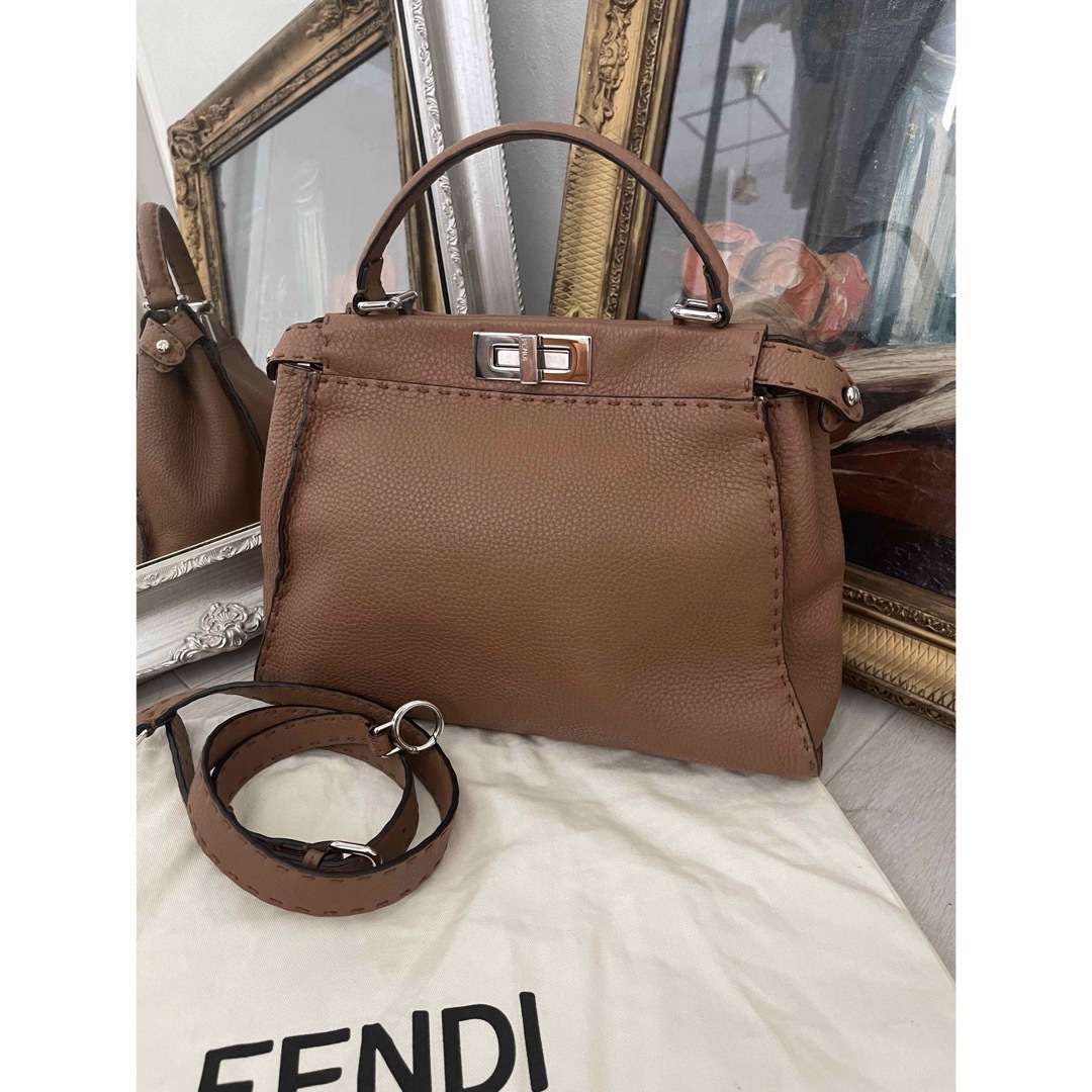 FENDI フェンディ ピーカブー ミディアム ブラウン 2WAY