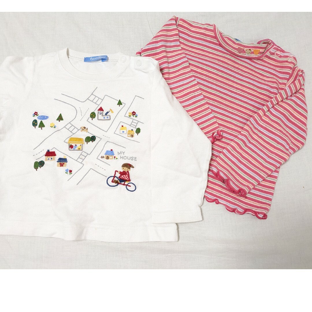 familiar(ファミリア)の90ファミリア長袖Tシャツ2枚セット キッズ/ベビー/マタニティのキッズ服女の子用(90cm~)(Tシャツ/カットソー)の商品写真