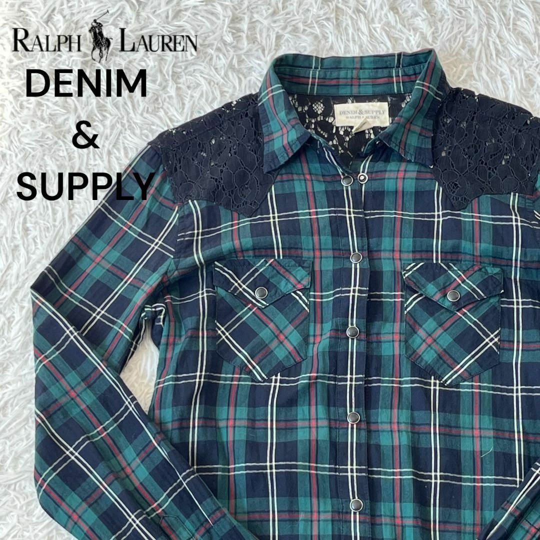 Denim & Supply Ralph Lauren(デニムアンドサプライラルフローレン)のラルフローレン　デニム&サプライ　レース　花柄　チェック　シャツ レディースのトップス(シャツ/ブラウス(長袖/七分))の商品写真