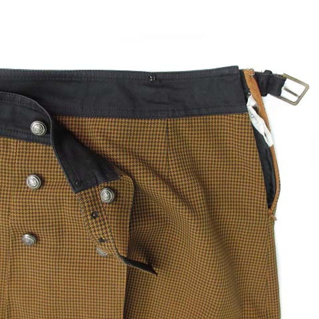 Lois CRAYON(ロイスクレヨン)のロイスクレヨン 千鳥格子 ラップ ミニ スカート カットオフ キャメル M レディースのスカート(ミニスカート)の商品写真