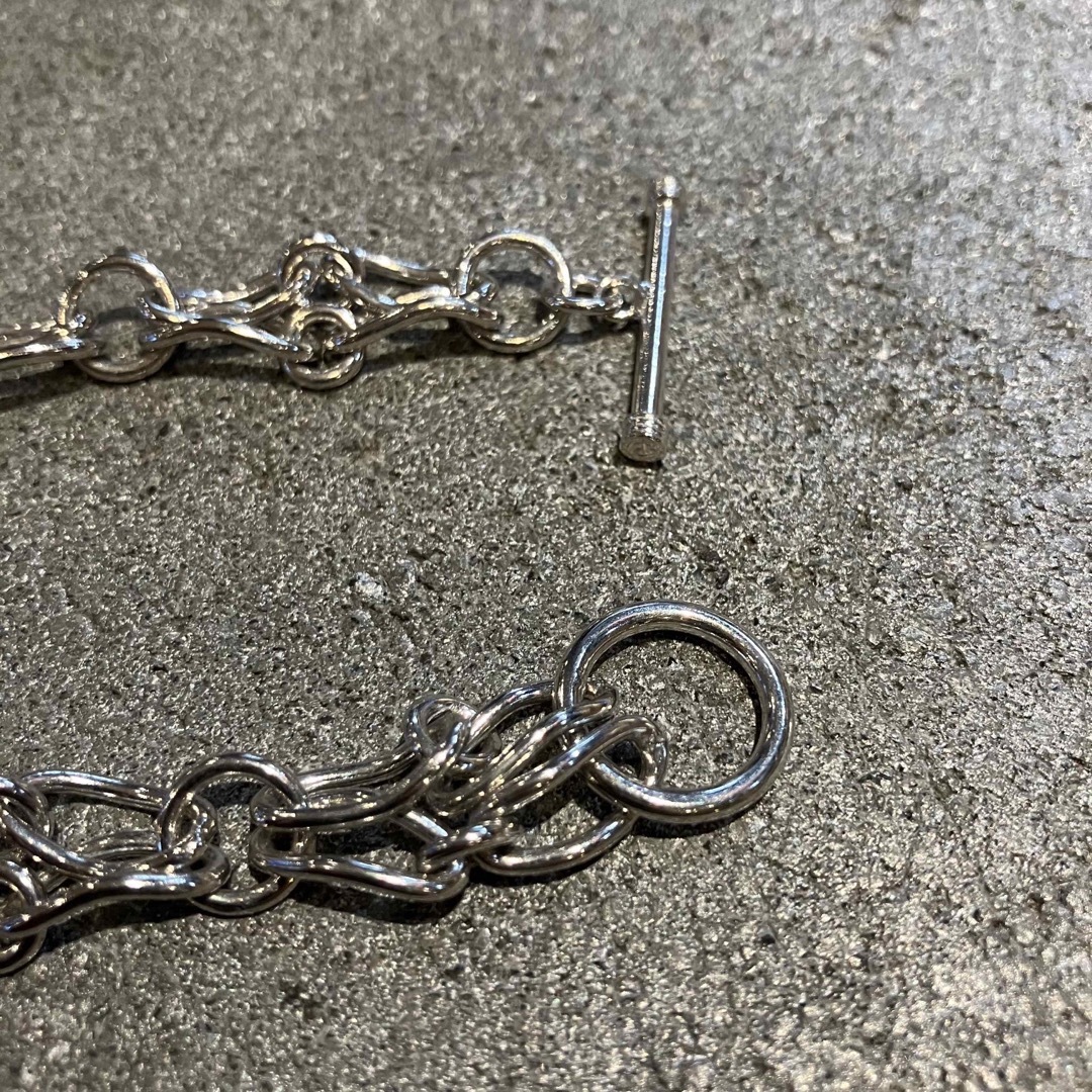 VINTAGE ヴィンテージ シルバー925 変則チェーンマンテルブレスレット-
