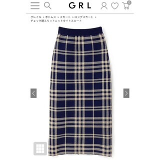 グレイル(GRL)の新品❣️GRLグレイル チェック柄スリットニットタイトスカート dh1213(ロングスカート)