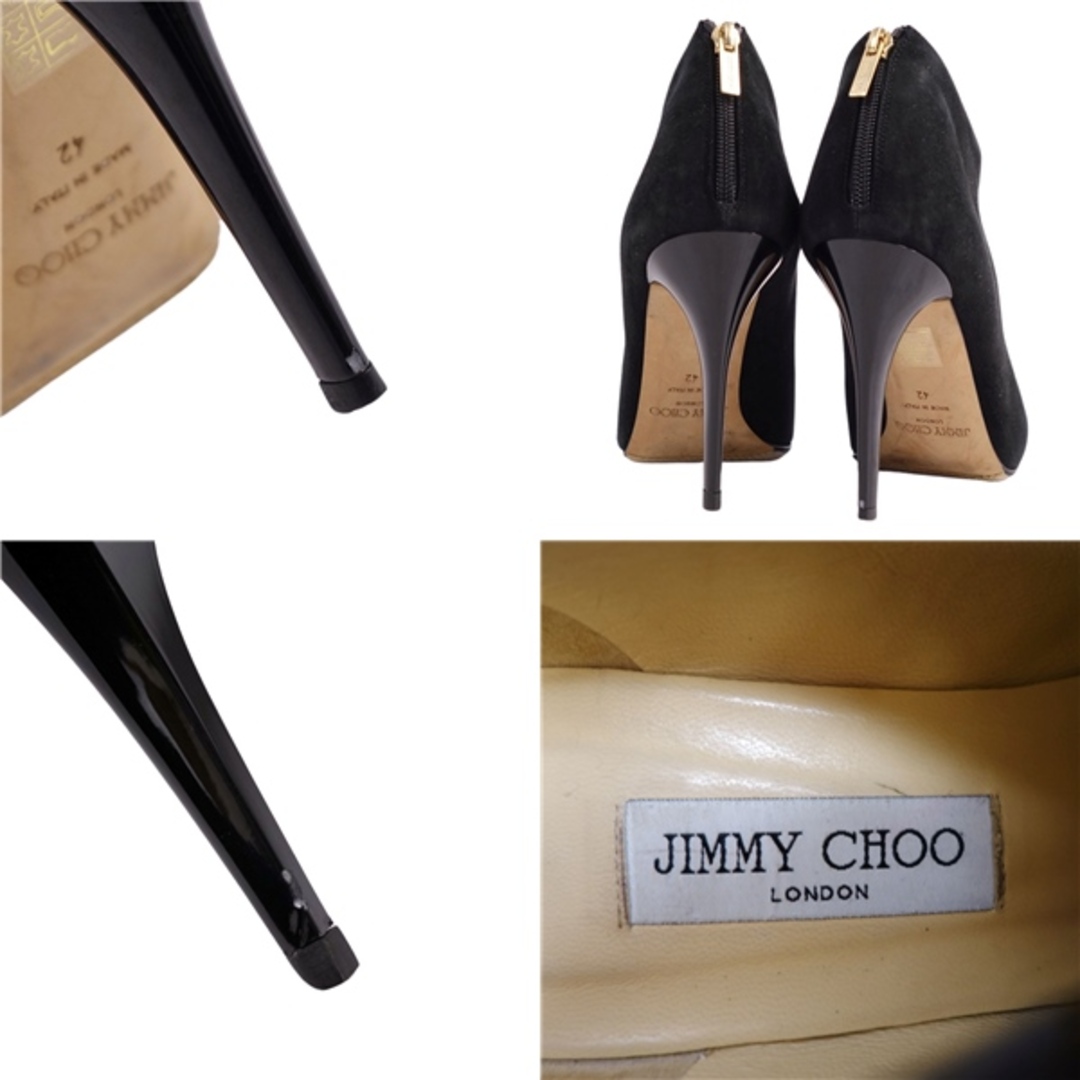 JIMMY CHOO(ジミーチュウ)のジミーチュウ JIMMY CHOO ブーツ ブーティー ヒール スウェードレザー バックジップ シューズ レディース 42(27cm相当) ブラック レディースの靴/シューズ(ブーツ)の商品写真