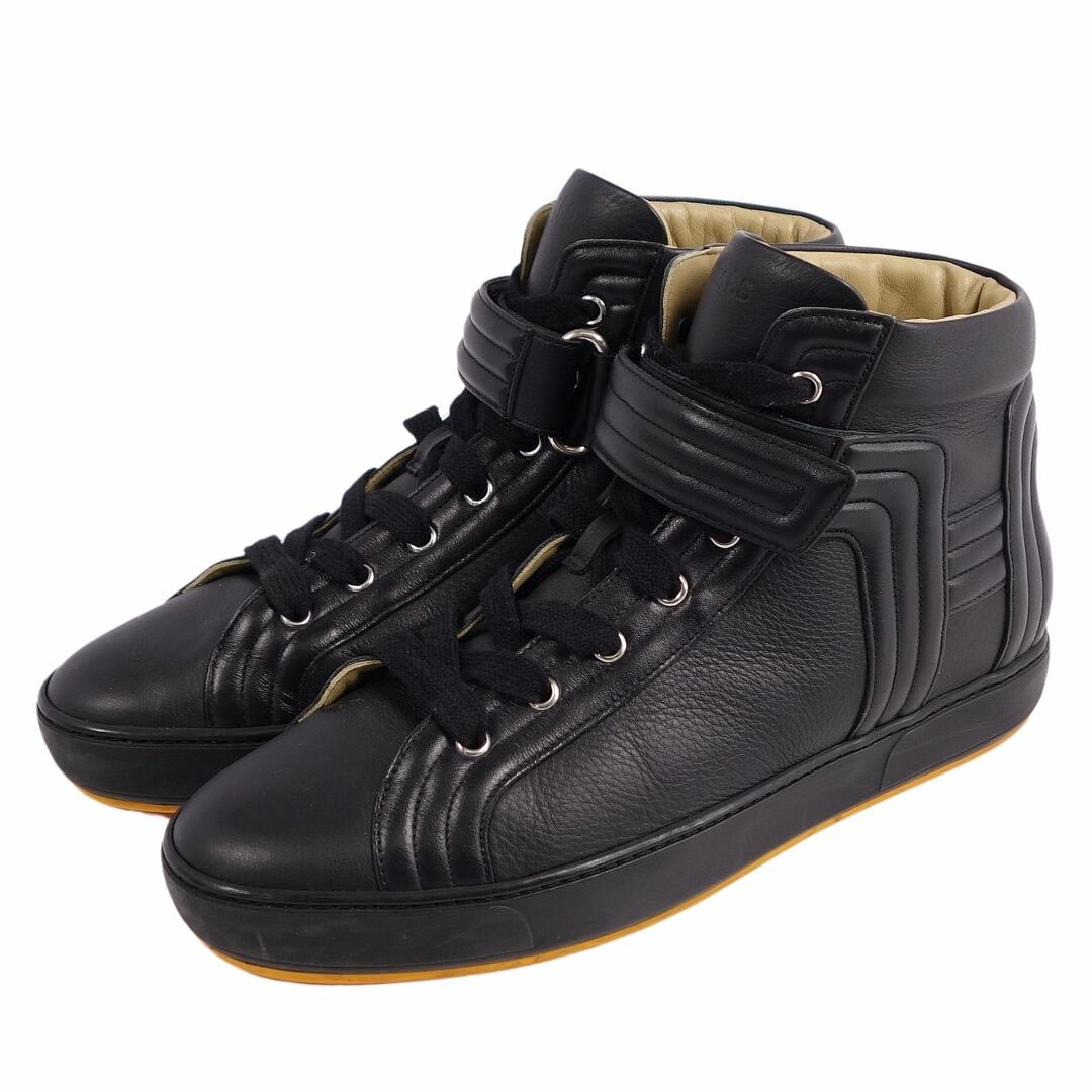 美品 エルメス HERMES スニーカー ハイカットスニーカー Hロゴ カーフレザー シューズ メンズ 41.5(26.5cm相当) ブラック