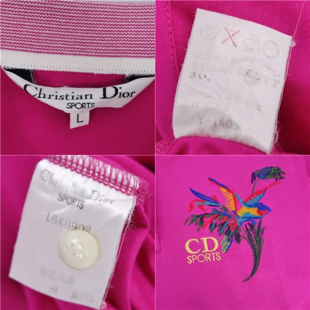 Christian Dior(クリスチャンディオール)のVintage クリスチャンディオール Christian Dior SPORT シャツ ポロシャツ 半袖 ショートスリーブ ロゴ刺繍 トップス レディース L ピンク レディースのトップス(ポロシャツ)の商品写真