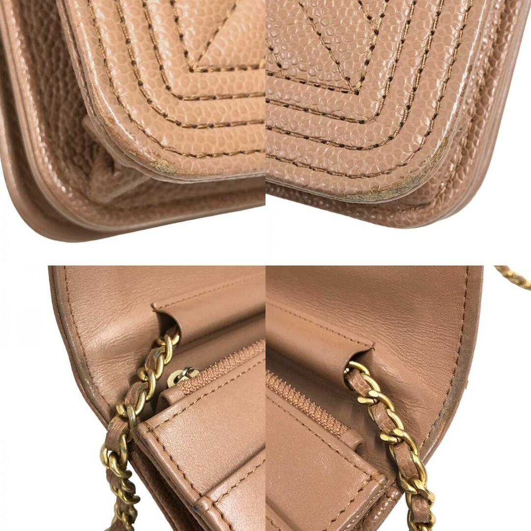 シャネル CHANEL ボーイシャネル チェーンウォレット AP1117 25 キャメル ゴールド金具 キャビアスキン レディース ショルダーバッグ