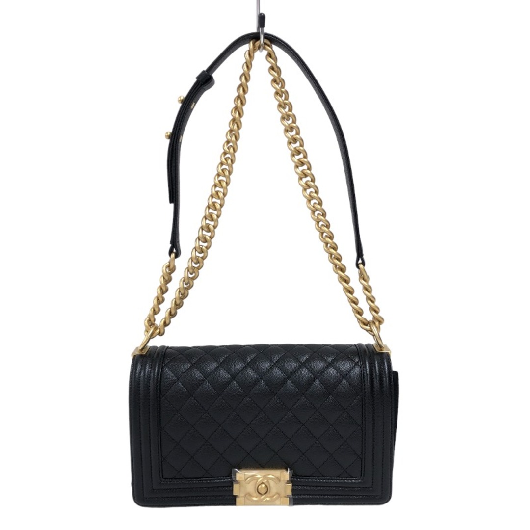 シャネル CHANEL ボーイシャネル25 A67086 ブラック ゴールド金具 キャビアスキン レディース ショルダーバッグ約103cm内側