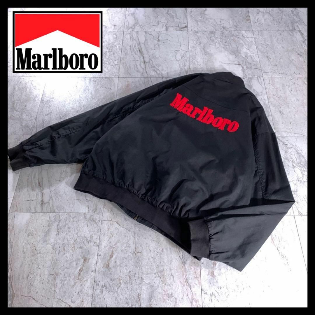 マルボロ marlboro リバーシブル ブルゾン 黒 赤 背面刺繍 XL