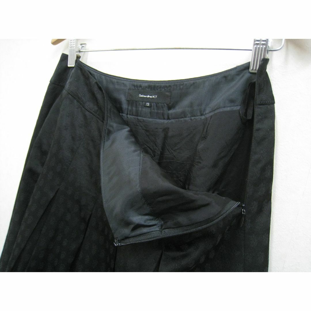 ギャバジンKT◆タックフレア スカート レディース サイズ13 ブラック 日本製 レディースのスカート(その他)の商品写真