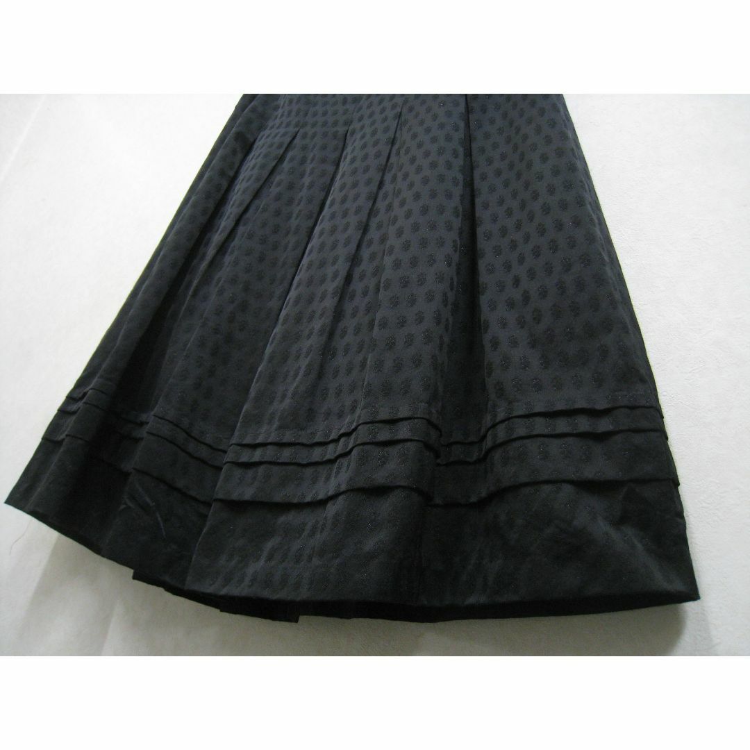 ギャバジンKT◆タックフレア スカート レディース サイズ13 ブラック 日本製 レディースのスカート(その他)の商品写真