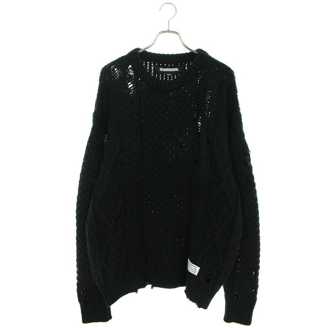 ネイバーフッド  22AW  SAVAGE CABLE SWEATER .  222FUNH-KNM01 ダメージ加工サベージケーブルニット メンズ XL