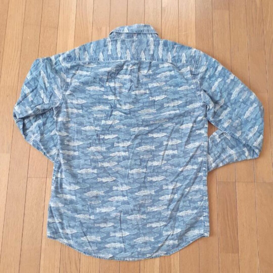 GEORGE 長袖総柄シャツ 魚 ブルー メンズのトップス(シャツ)の商品写真
