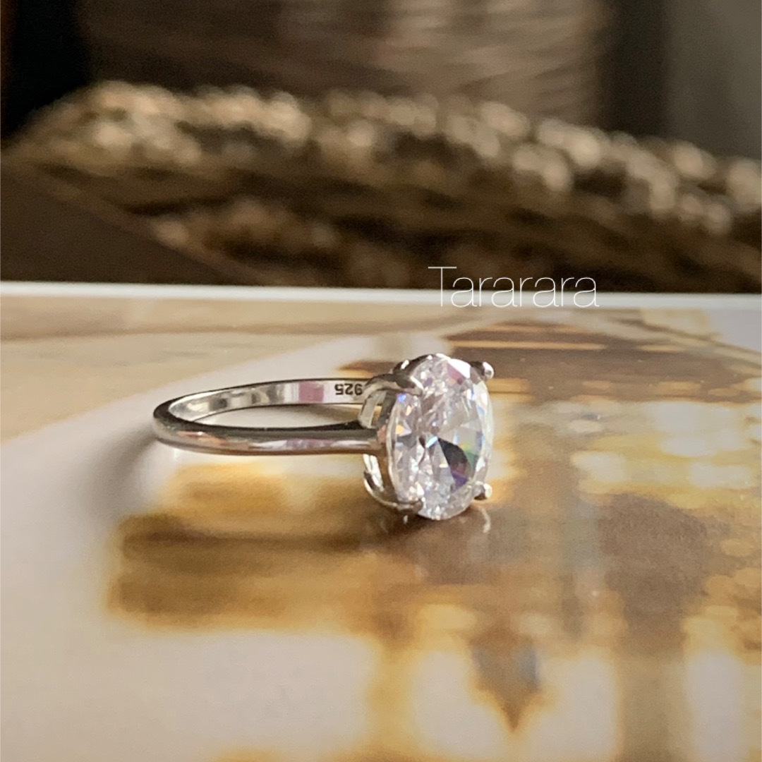 ●silver925 oval Cz リング●金属アレルギー対応 レディースのアクセサリー(リング(指輪))の商品写真