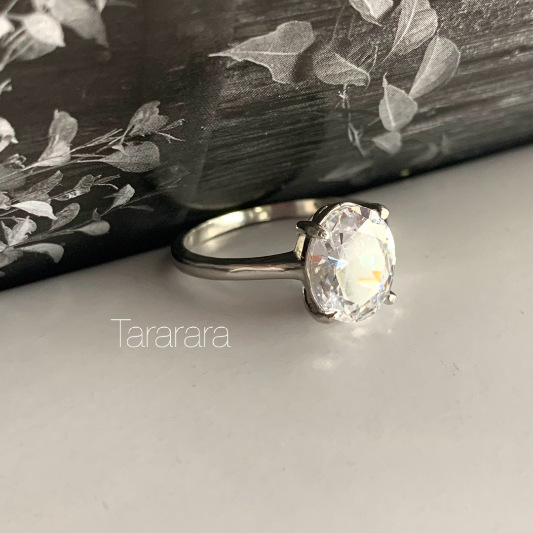 ●silver925 oval Cz リング●金属アレルギー対応 レディースのアクセサリー(リング(指輪))の商品写真