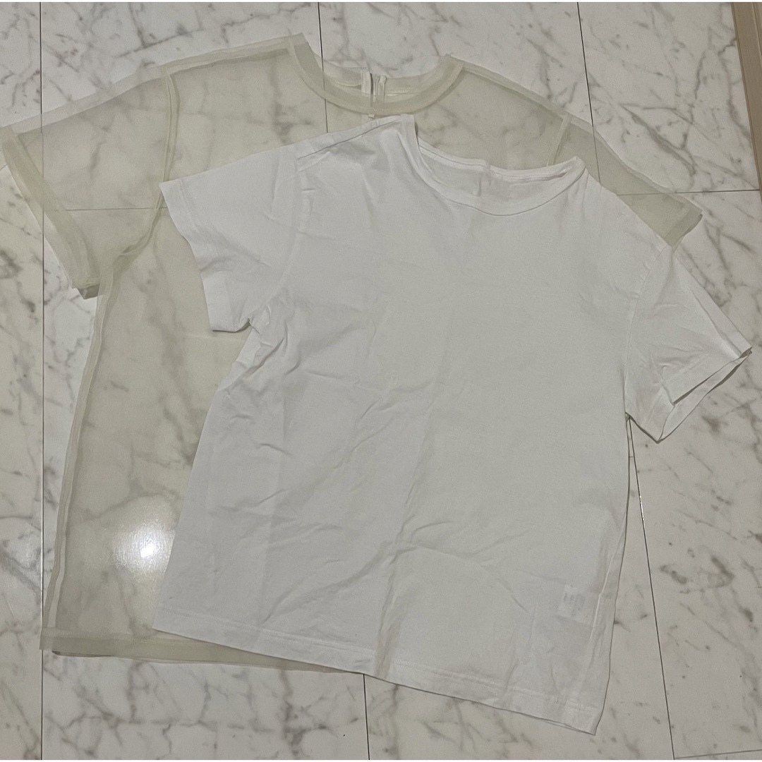 LE CIEL BLEU(ルシェルブルー)のOrganza Overlay Tee ルシェルブルー　オーガンジー tシャツ レディースのトップス(Tシャツ(半袖/袖なし))の商品写真