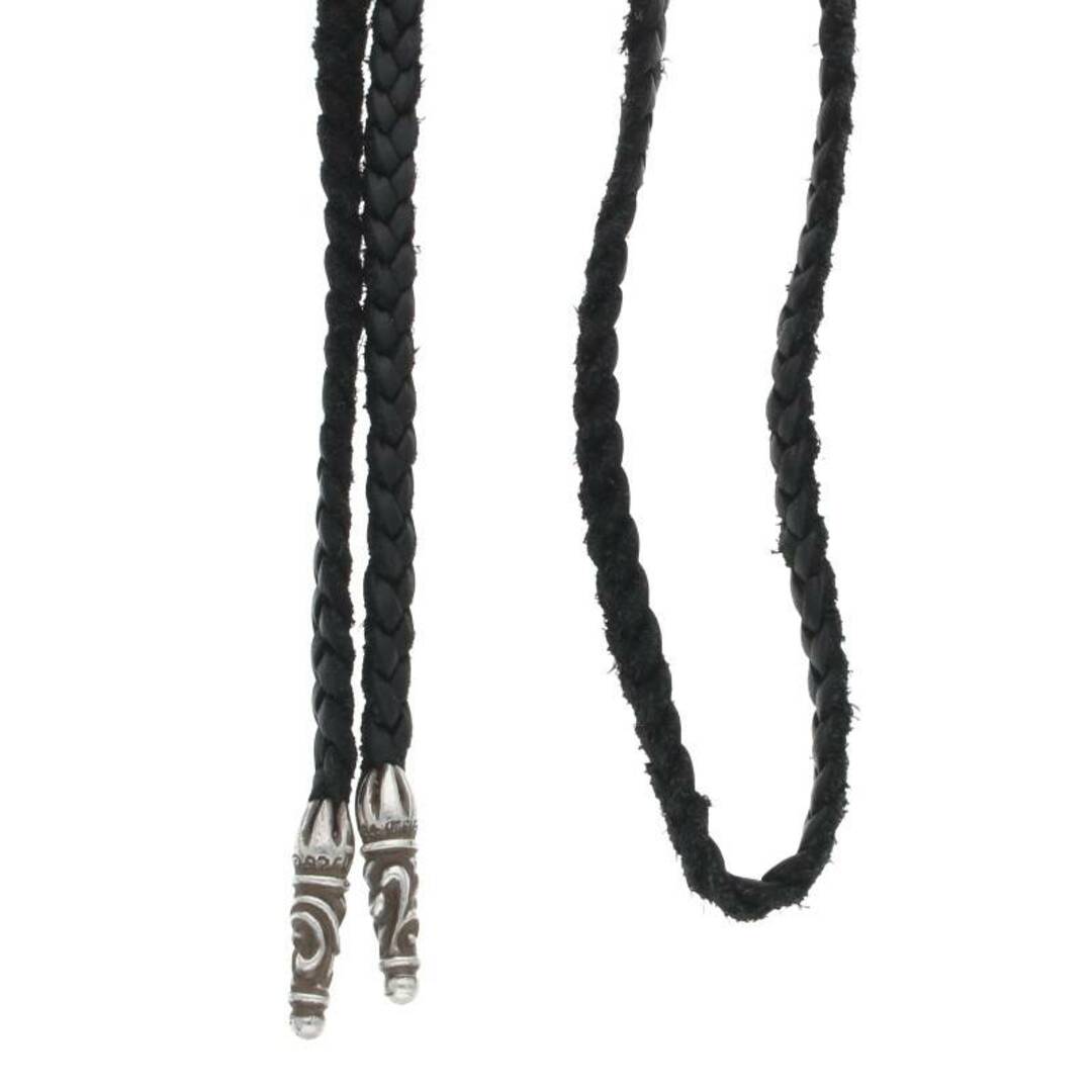 CHROME HEARTS クロムハーツ LEATHER BRAID/スクロールレザーブレード ネックレス ブラック/シルバー