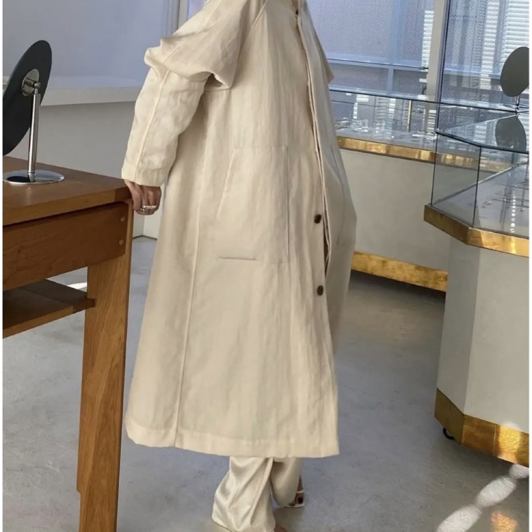 ENOF twill long coat white Lsize イナフ-