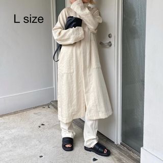 値下げしました　enof  twill long coatブラックＬ