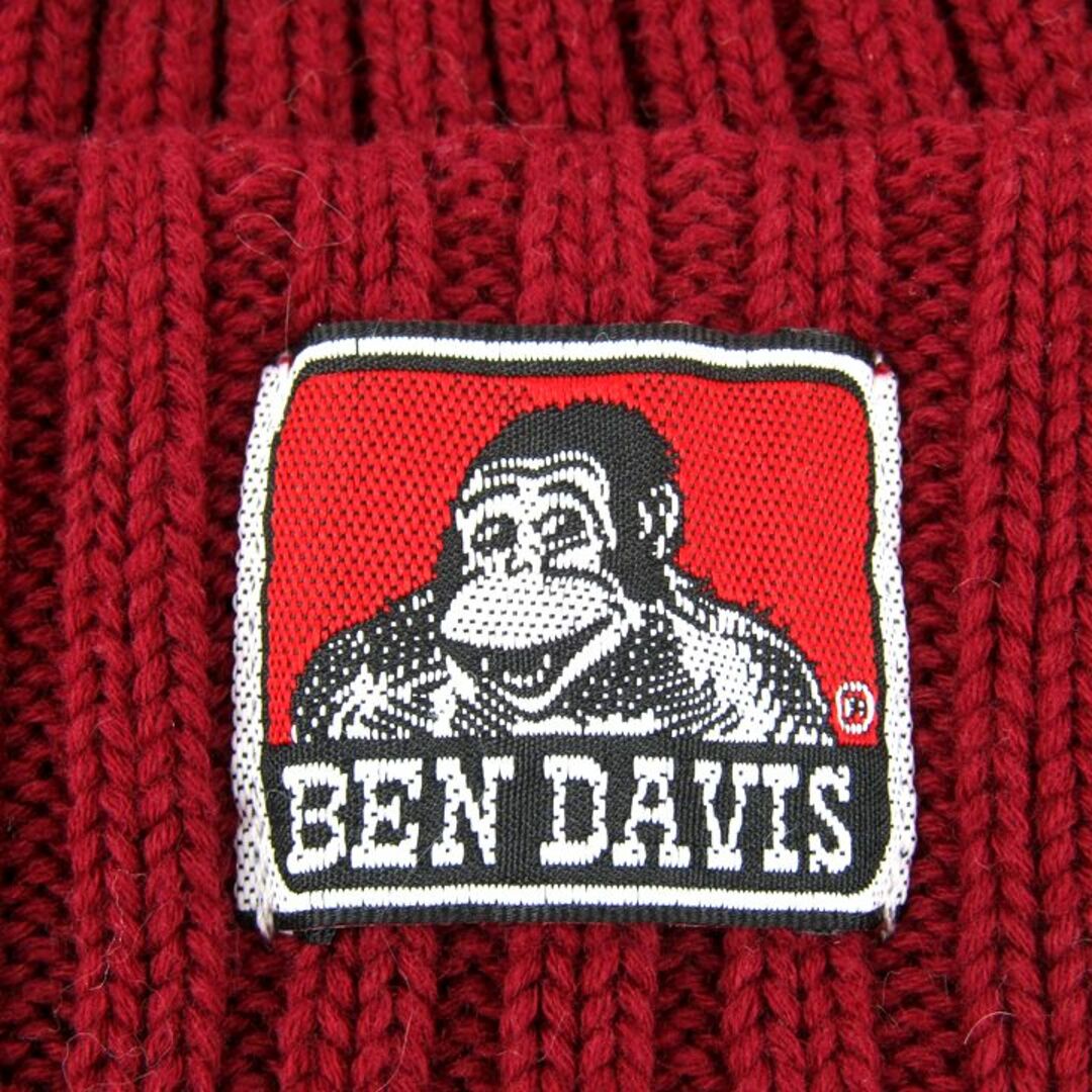 BEN DAVIS(ベンデイビス)のベンデイビス ニット帽 ビーニー コットン100％ ロゴニットキャップ ブランド 帽子 メンズ レディース ワインレッド BEN DAVIS レディースの帽子(ニット帽/ビーニー)の商品写真