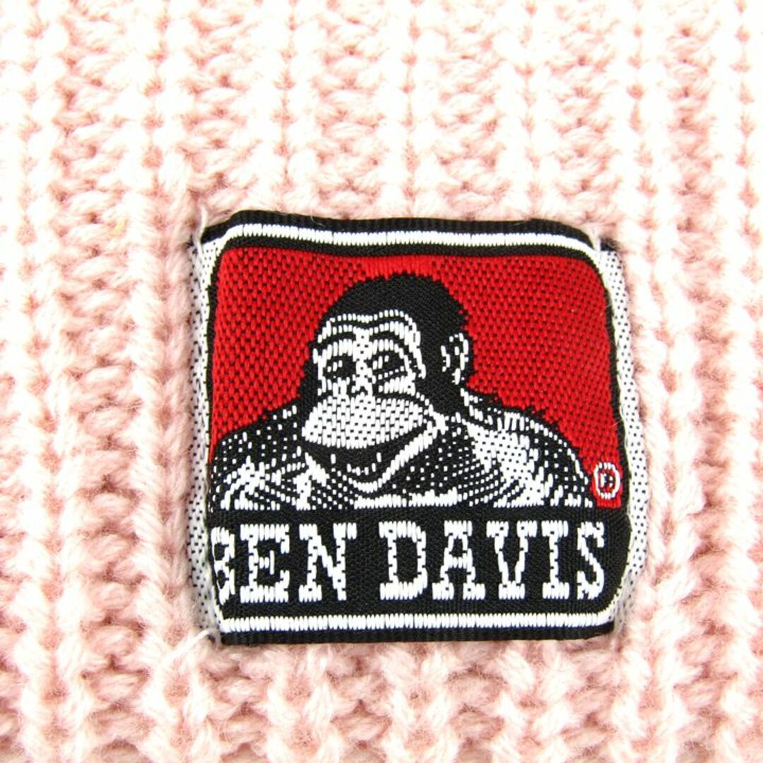 BEN DAVIS(ベンデイビス)のベンデイビス ニット帽 ビーニー リブ編み ロゴ ニットキャップ ブランド 帽子 レディース ピンク BEN DAVIS レディースの帽子(ニット帽/ビーニー)の商品写真