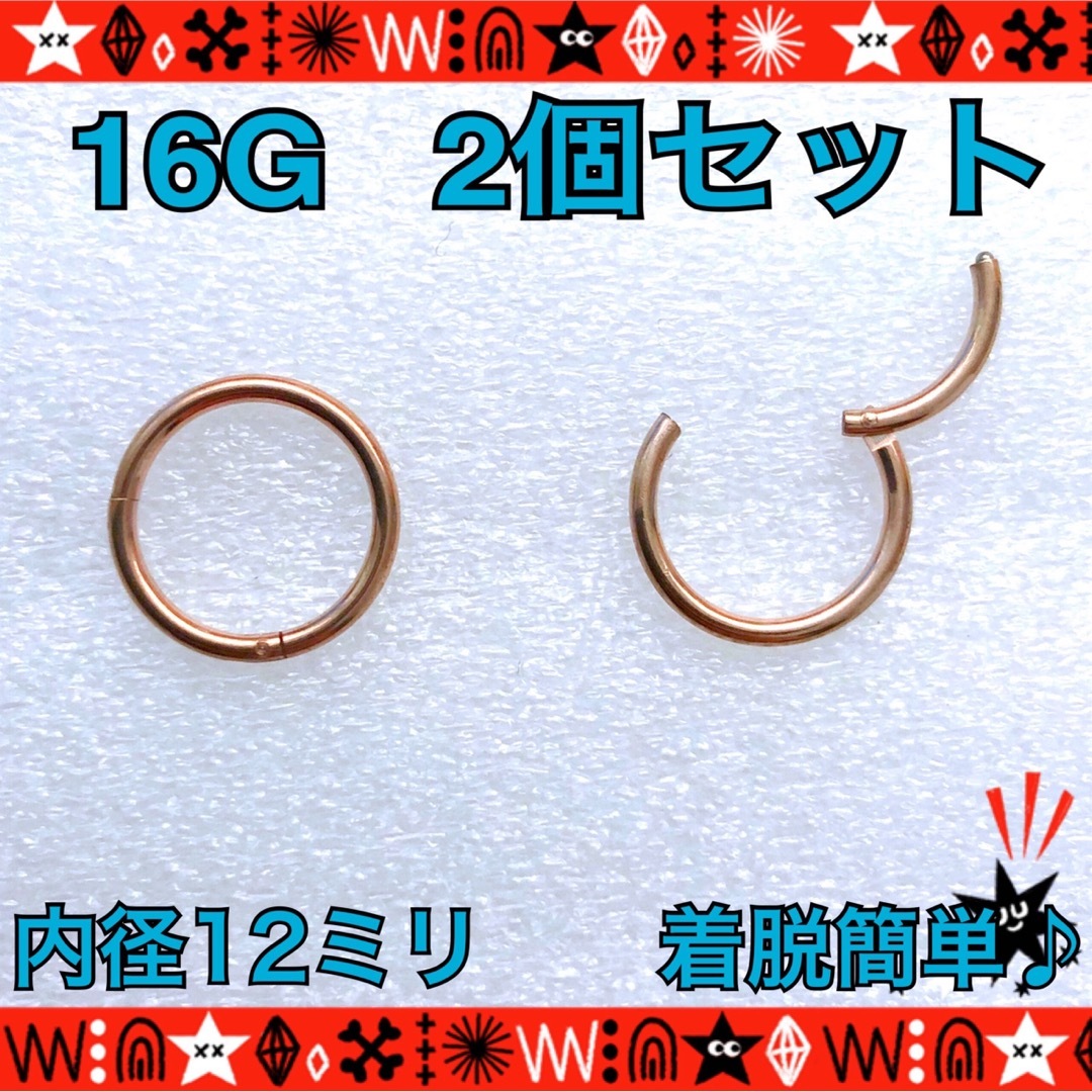 ボディピアス 16G 2個セット セグメントリング 軟骨 鼻ピ イヤーロブの