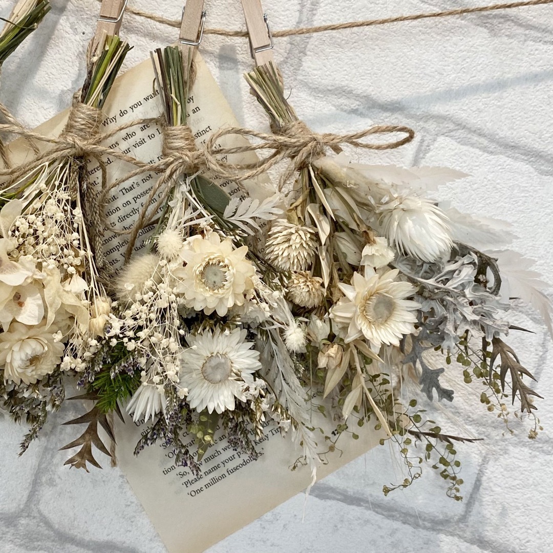 ドライフラワー スワッグ ガーランド❁988白ホワイト 花束 ギフト プレゼント