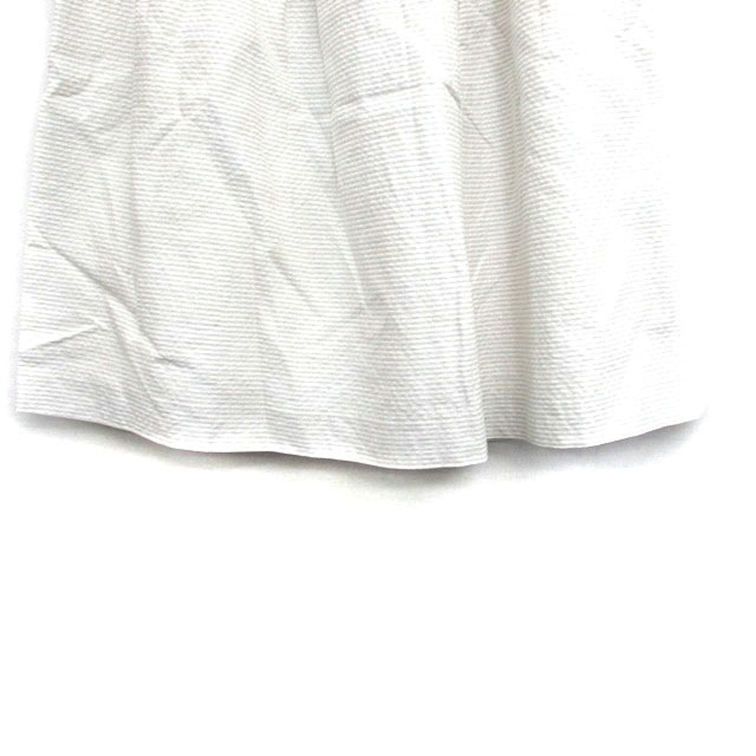 M-premier(エムプルミエ)のエムプルミエ ギャザー スカート ミニ コットン ボーダー 36 ホワイト 白 レディースのスカート(ミニスカート)の商品写真