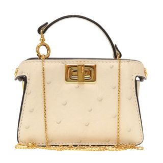 フェンディ(FENDI)の新品同様 フェンディ ナノ ピーカブー オーストリッチ レザー アイボリー イエロー 7AS061 ショルダーバッグ バッグ 0053 【中古】 FENDI(ショルダーバッグ)