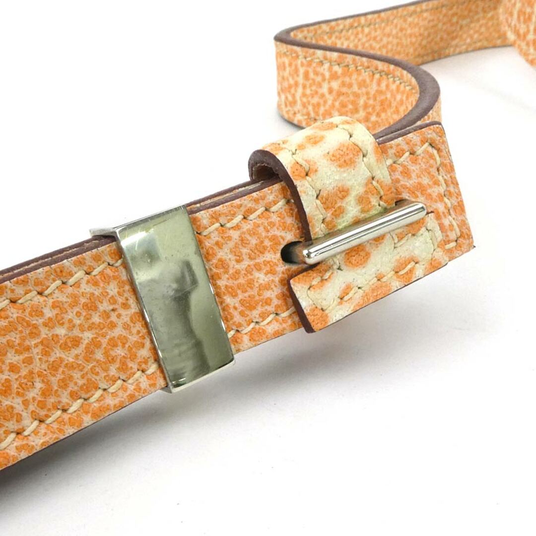 エルメス HERMES ドッグリード レザー/メタル オレンジ/ホワイト/シルバー ユニセックス 送料無料 e56939g 5