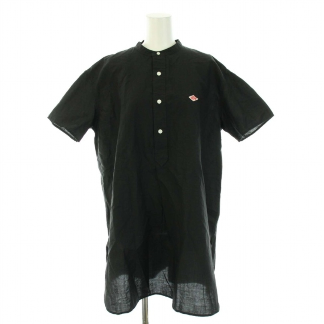 ダントン コットンリネン半袖バンドカラーチュニックシャツ 半袖 36 M 黒