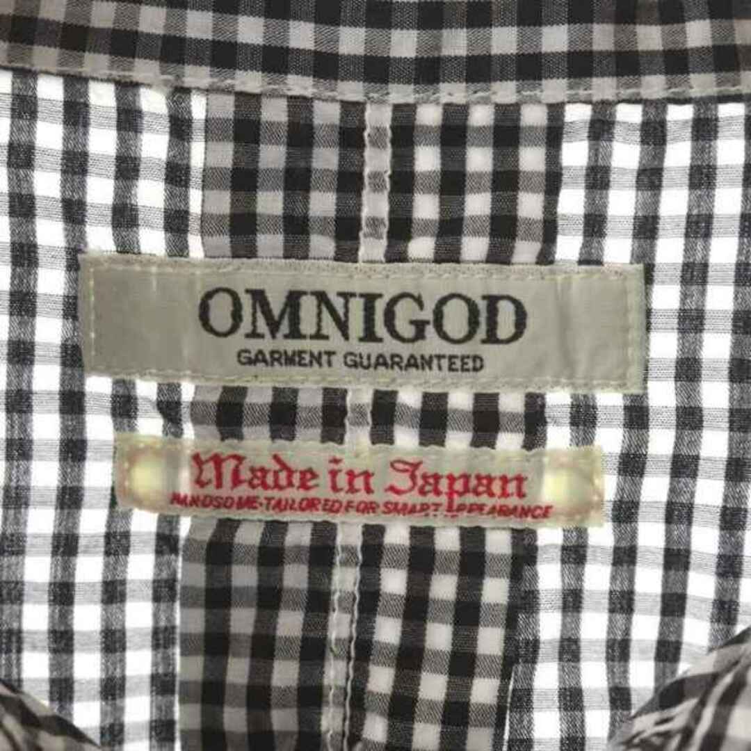 OMNIGOD - オムニゴッド ギンガムチェックシャツ 七分袖 2 白 黒