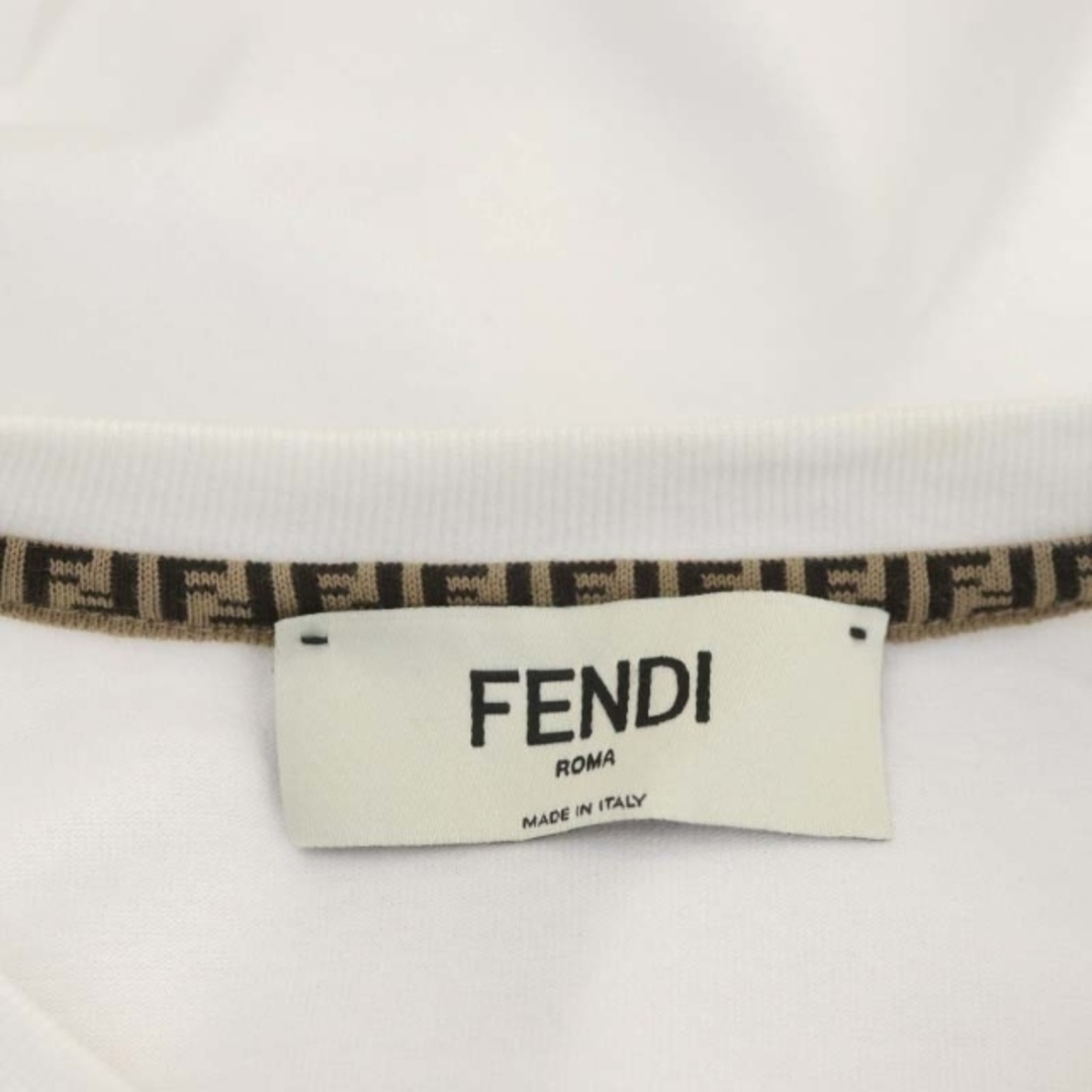 フェンディ 22SS ロゴ Tシャツ カットソー スパンコール 半袖 XS 白