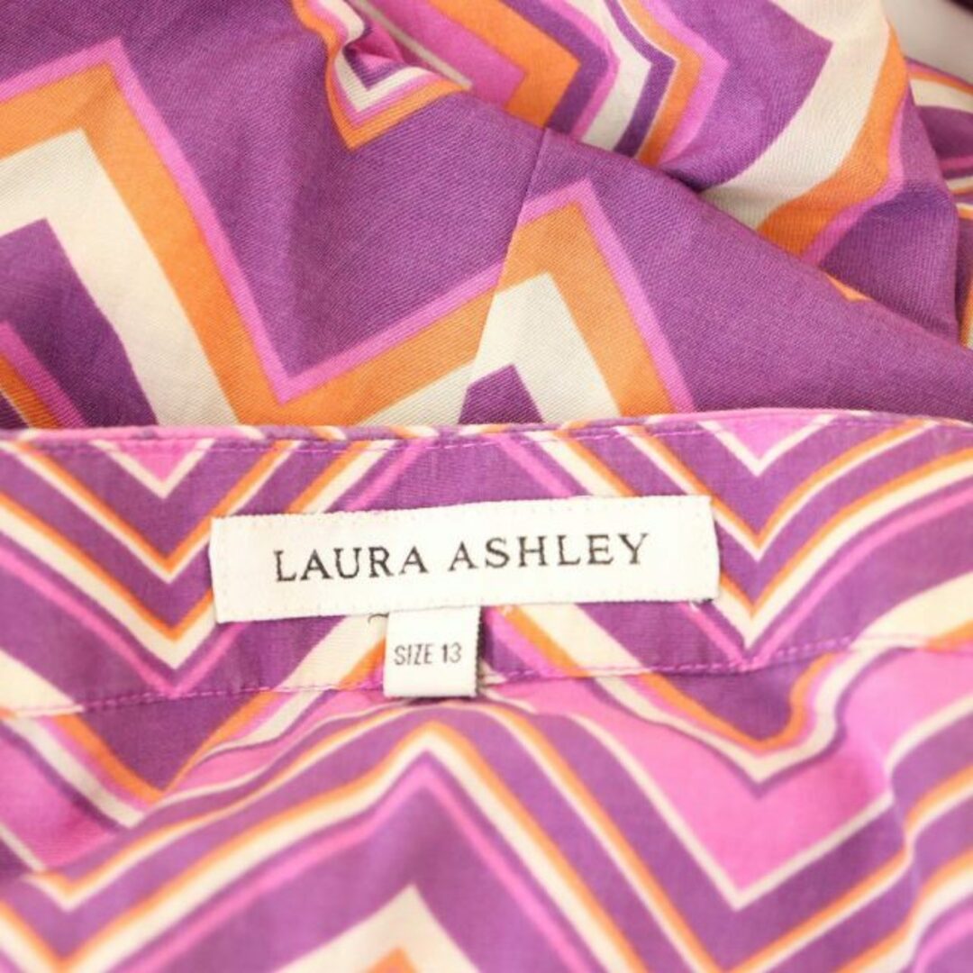 LAURA ASHLEY(ローラアシュレイ)のローラアシュレイ 幾何学柄コットンシルクチュニックワンピース ミニ 七分袖 レディースのワンピース(ミニワンピース)の商品写真