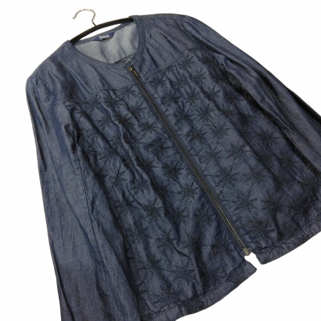 ジュンコシマダ ✿ 刺繍 ノーカラー ジャケット ブルゾン L ジップアップ 7