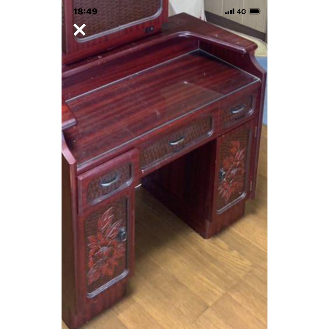鎌倉彫 三面鏡ドレッサー 超お安くお買い得 昭和レトロの宝物 鎌倉彫 三面鏡ドレッサー 超お安くお買い得 昭和レトロの宝物